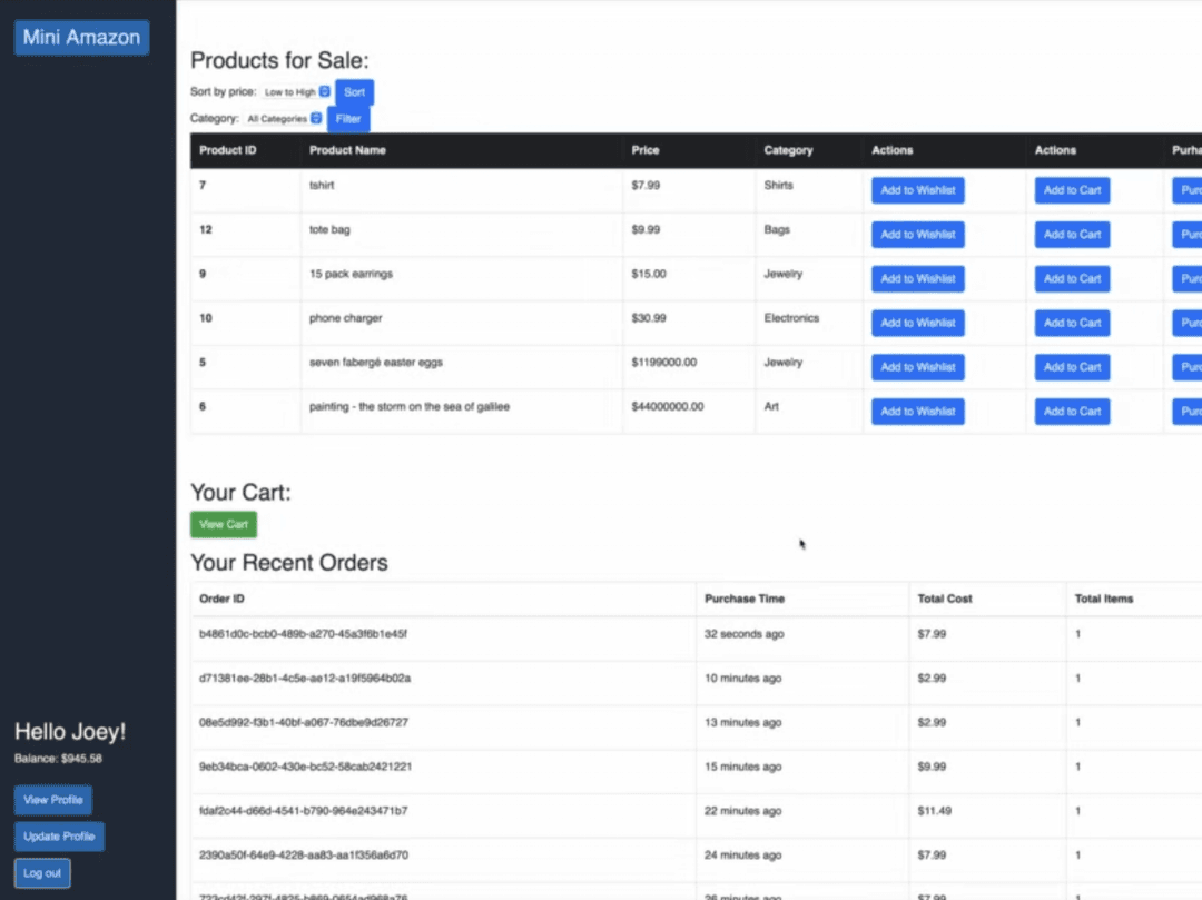Amazon E-Commerce Simulation