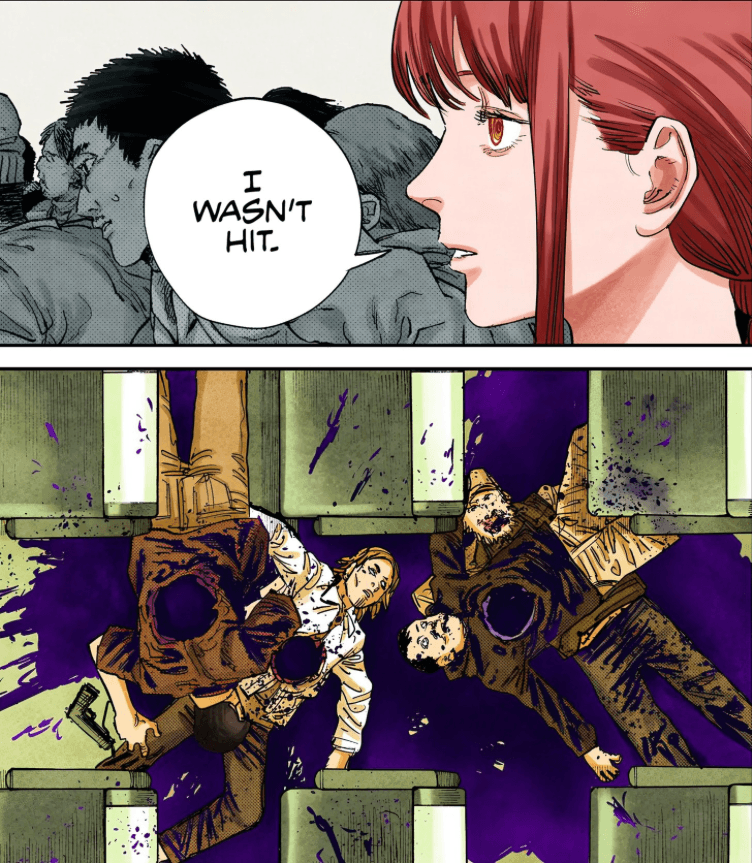 The audience kind of gets an offputting feeling from Makima from the start, but this is a
moment where it goes from 'her personality is weird' to 'why is she lying to her allies?'